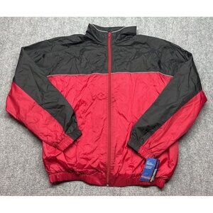 Saddlebred Sport Track Jacket Mens L Black Red Zip Mock Neck All Weather New